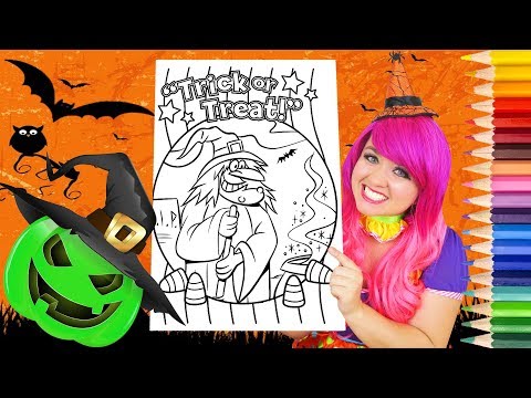 Coloring Halloween Witch Coloring Book Page Prismacolor Colored Pencils | KiMMi THE CLOWN Video