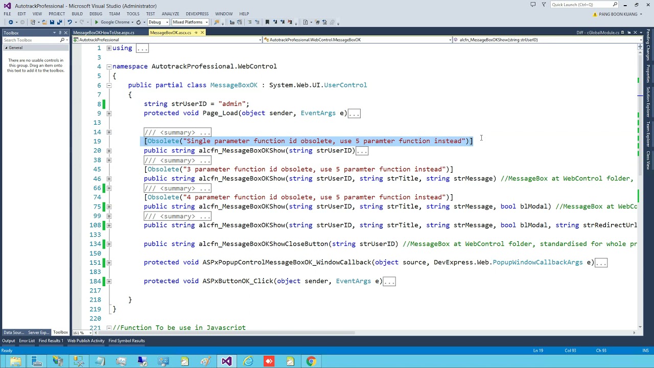 How to use Obsolete function in visual studio C sharp.
