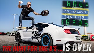 YouTube thumbnail: THE HUNT IS OVER! 8.86 @ 163 in the Lethal Performance Whipple Powered 2020 Shelby GT500!