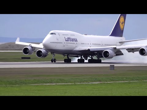 The Beast is Back! Lufthansa 747-400 greaser landing at YVR!
