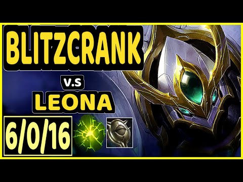 ZERGSTING (BLITZCRANK) vs LEONA - 6/0/16 KDA BOTTOM SUPPORT GAMEPLAY - EUW Ranked GRANDMASTER