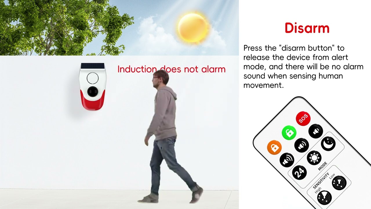 Wireless Solar Alarm High Decibel Outdoor Strobe Siren Smart Home Anti-theft IR Remote Control