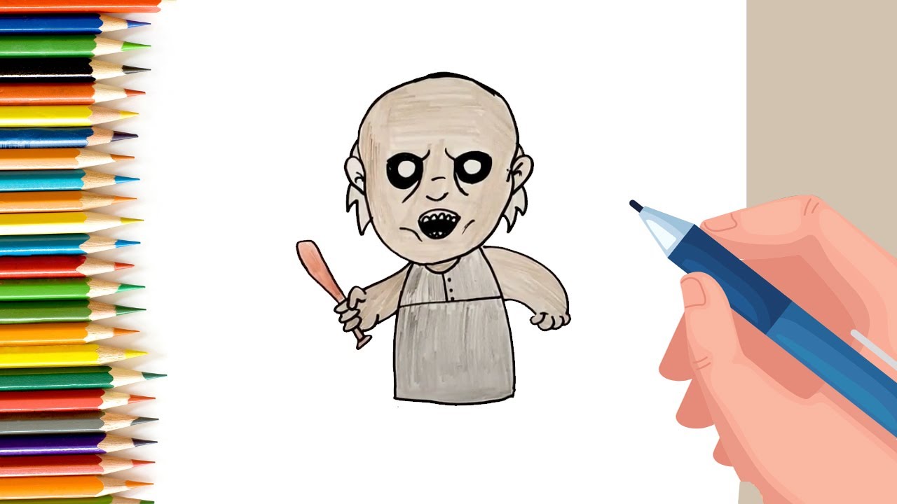 How to draw granny halloween for Kids