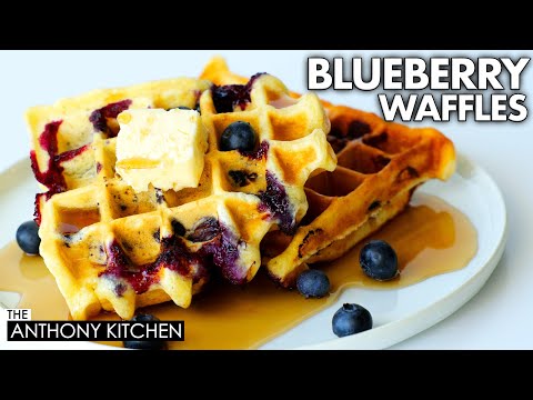 Saturday Morning Blueberry Waffles | Crisp, Fluffy, and Golden 😋