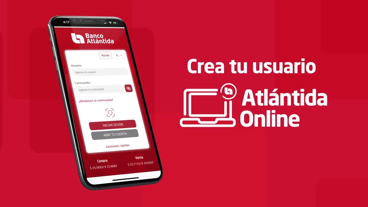 Crea tu usuario de Atlántida Online desde tu celular | Banco Atlántida
