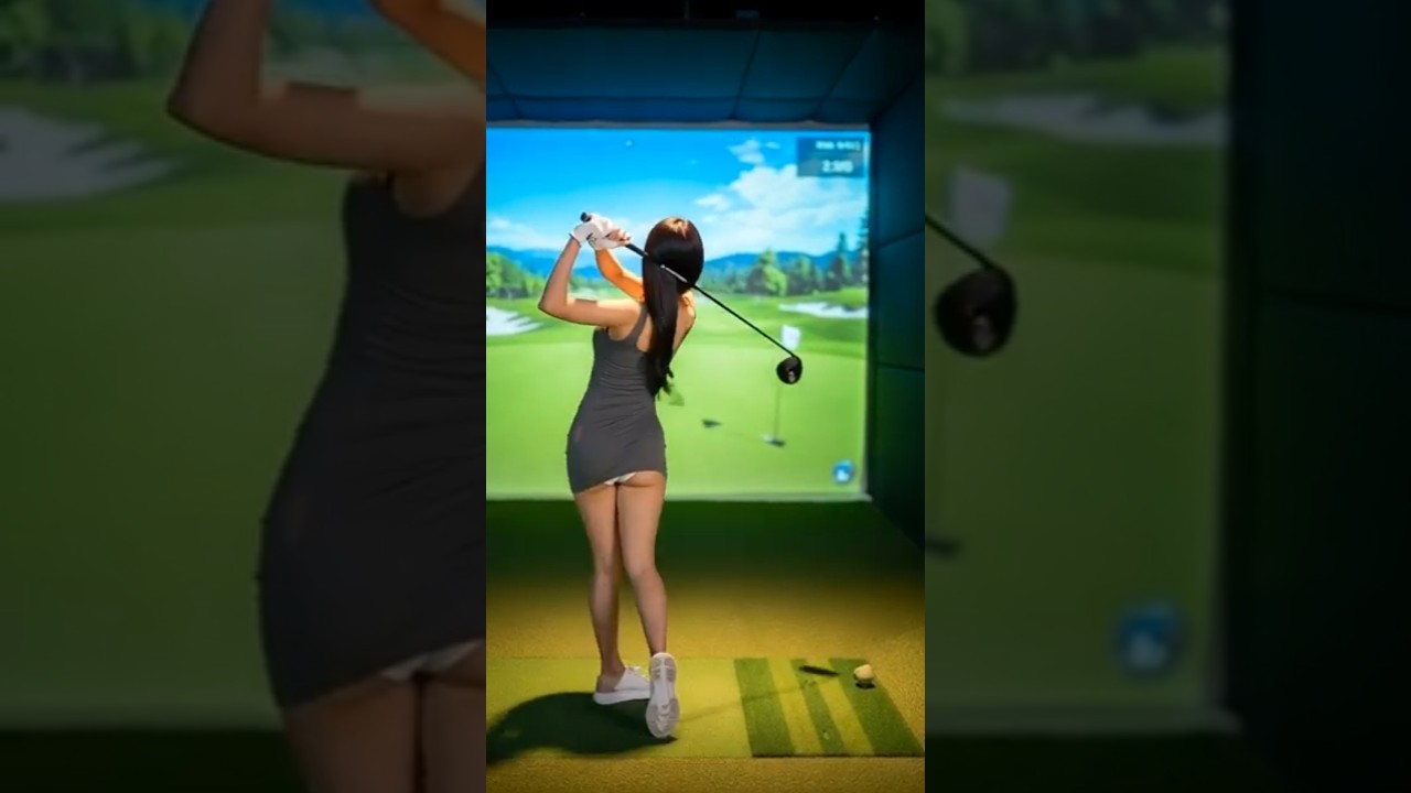 しあいまえに ゴルフの れんしゅうを する びじんゴルファー 🏅