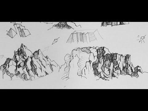 Pen Ink Drawing Tutorials | How to draw mountains