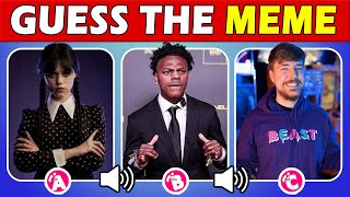 GUESS THE MEME | Can you guess the Meme?🎤🎵🔥MrBeast, Ishowspeed, M3gan, Young Hee, Smurf Cat & More..