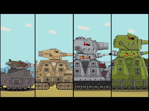 VK 44-M2 / KV 44 - M2 engages in a battle with the Big Boss Tank Steel. Cartoons about tanks.