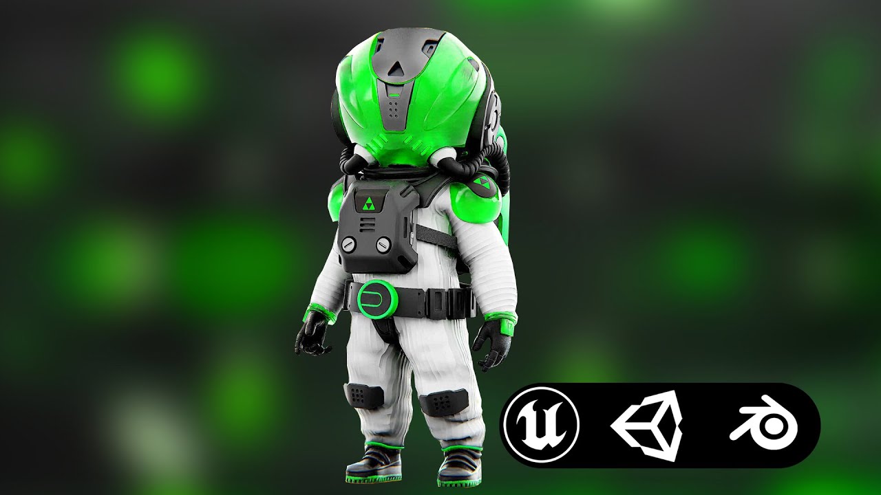Toon Astronaut F-E Auto-Rig Pro Rigged For Mixamo Unreal Engine Unity 3D Model
