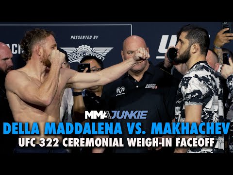 Jack Della Maddalena keeps Islam Makhachev at range during final faceoff | UFC 322 staredown