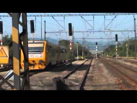 Odjezd vlaku Os 17650 (ČD 814.154, zpoždění 7 min) - Kadaň-Prunéřov, 18. 6. 2013