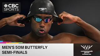 Men's 50m butterfly semi-finals featuring Josh Liendo on Day 5 of Glasgow 2026 Commonwealth Games