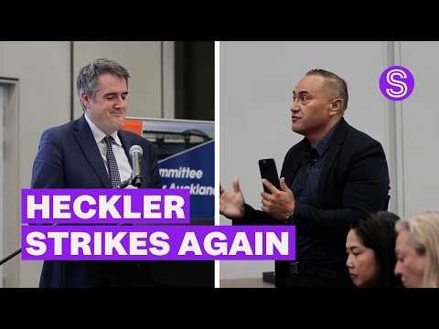 Notorious heckler hijacks Chris Bishop's speech in Auckland | Stuff.co.nz