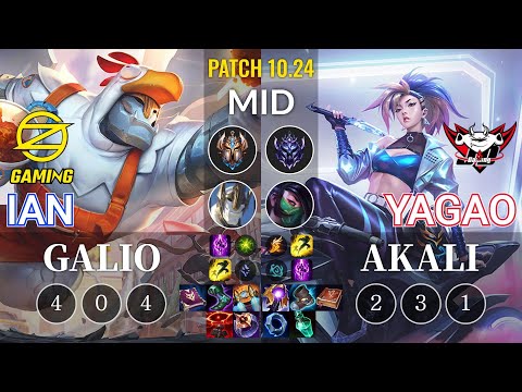 OZ Ian Galio vs JDG Yagao Akali Mid - KR Patch 10.24