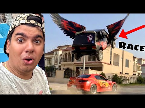 Waleed Car vs Flaying Car Drag Race 😱 