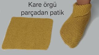 En kolay patik / kare örgü parçadan harika bot şeklinde patik / örgü modelleri / Figen Ararat