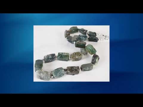 20-1/2" Chunky Semi-Graduated Dark Green Rough Cut Jasper Beaded Necklace