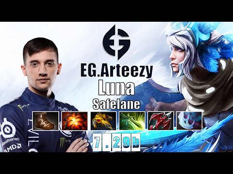 Luna Safelane | EG.Arteezy | RTZ GOD IMBA LUNA CARRY | 7.29b Gameplay Highlights