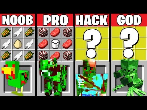 Minecraft Battle: ZOMBIE ANIMALS CRAFTING CHALLENGE ~ NOOB vs PRO vs HACKER vs GOD – Animation