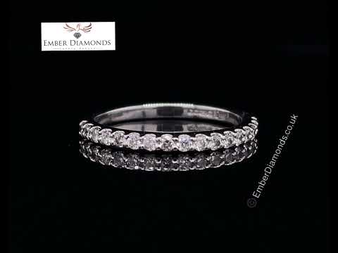 0.33ct Natural Diamond Wedding Ring Band Half Eternity Ring Round Pave Set Platinum.