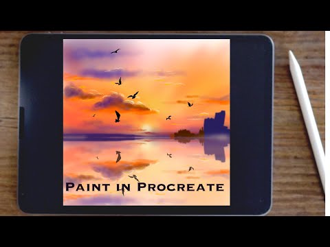 How to draw Sunrise Ocean Landscape Reflection in Procreate | iPad Painting Tutorial| The Pro Art