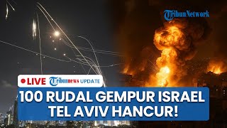 Detik-detik Langit Tel Aviv Digempur Iran, 100 Rudal Balistik Bombardir Israel, Warga Kocar-kacir