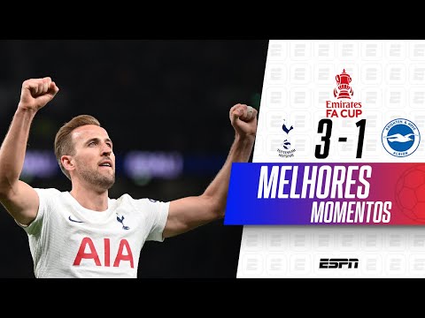 KANE BRILHA, FAZ 2, E TOTTENHAM DESPACHA O BRIGHTON NA COPA DA INGLATERRA | MELHORES MOMENTOS