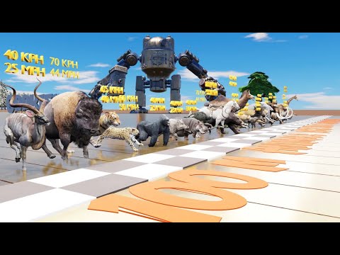 23 Wild Animals Race in Epic Robot Wars Showdown !