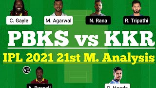 PBKS vs KKR IPL 2021 21st Match Dream11, KKR vs PBKS Dream 11 Today Match, Punjab vs Kolkata Dream11