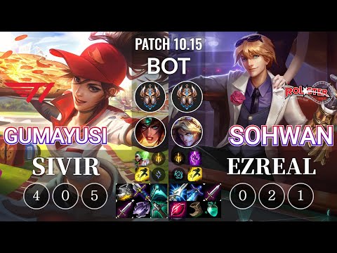 T1 Gumayusi Sivir vs KT SoHwan Ezreal Bot - KR Patch 10.15