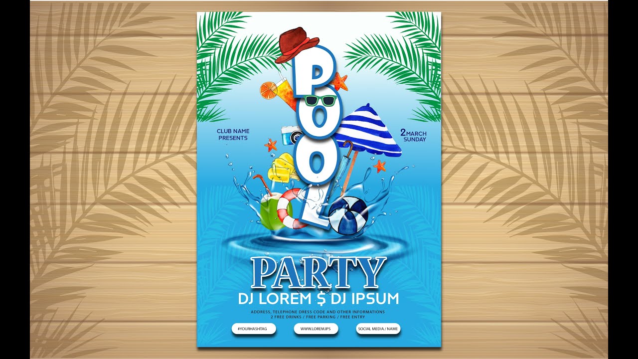 Pool Party Poster Speedart. #shorts #graphicdesign #poster #posterdesign #pool #poolparty #design