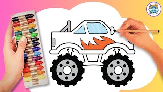 Drawing a Monster Truck FUN! A Step by Step Guide for Kids!