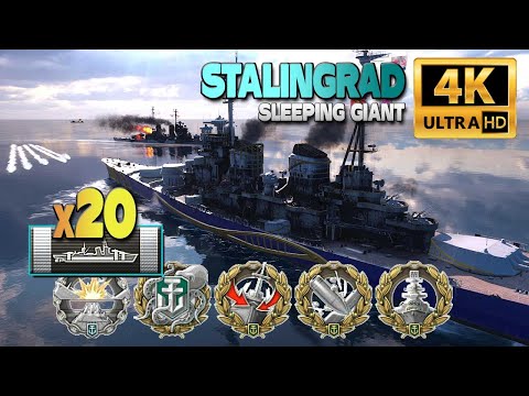 Cruiser Stalingrad on map Sleeping Giant, 20 Cita & more - World of Warships