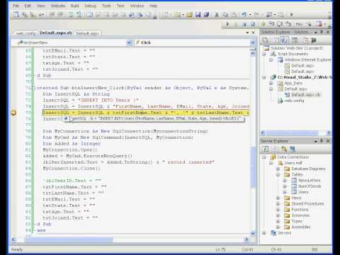 Visual Basic Visual Studio Video Tutorial Insert Record Into Your Relational Database