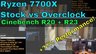 Ryzen 7700X: Stock Vs. Overclock - Cinebench R20 + R23
