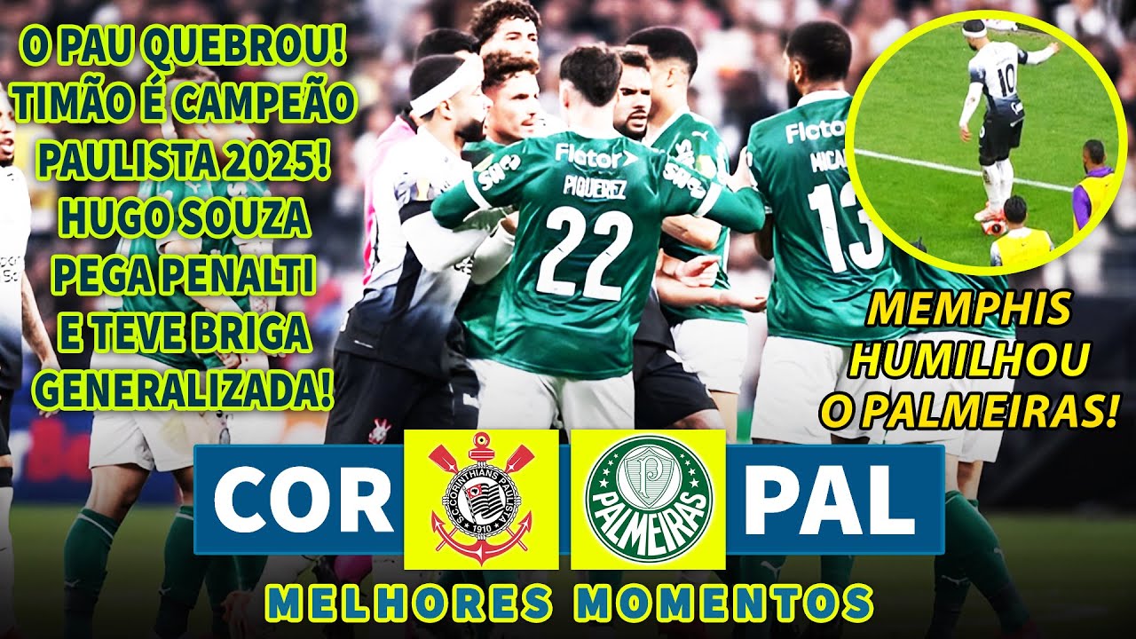 FINAL MAIS VI0LENTA DA HISTÓRIA! HUGO PEGOU PENALTI, MEMPHIS HUMILHOU O PALMEIRAS E TIMÃO É CAMPEÃO!
