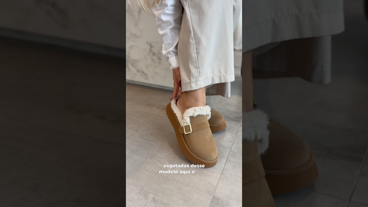 Mule Clog Feminino Mya Camurça com Pelo - Conforto e Estilo