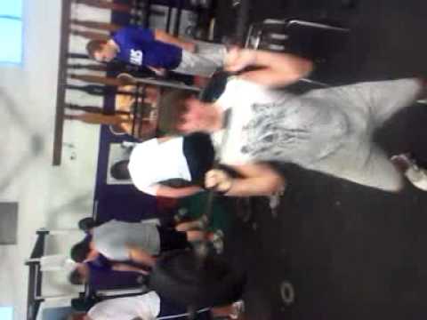 Chad Hollingsworth performs 135 lb clean and press