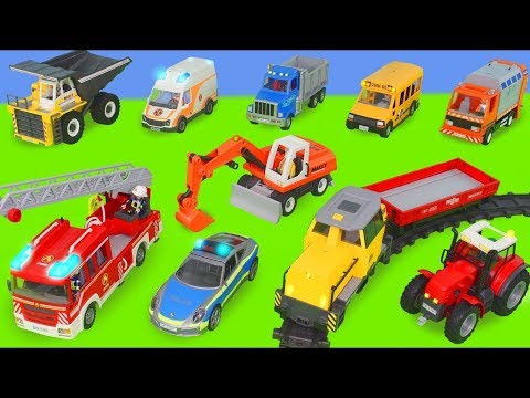 Excavator, Tractor, Fire Truck, Garbage Trucks & Police Cars Toy Vehicles for Kids