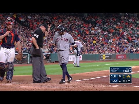 CLE@HOU: Gomes picks up fifth RBI after being HBP