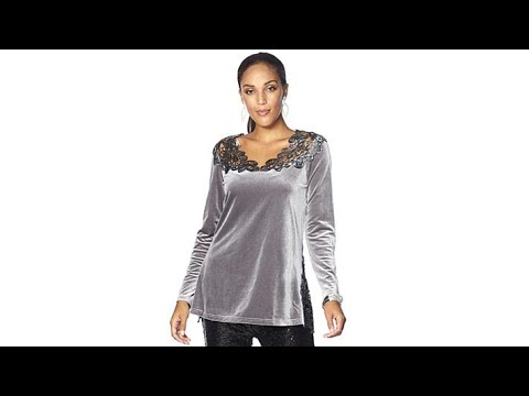 Joan Boyce Velvet LongSleeve Lace Top