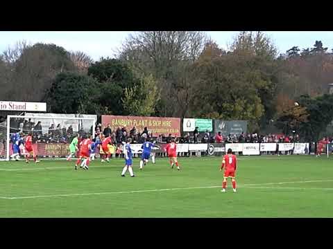 The three goals in Banbury's 3-0 win over Lowestoft Town on Saturday viewed from clubhouse side
