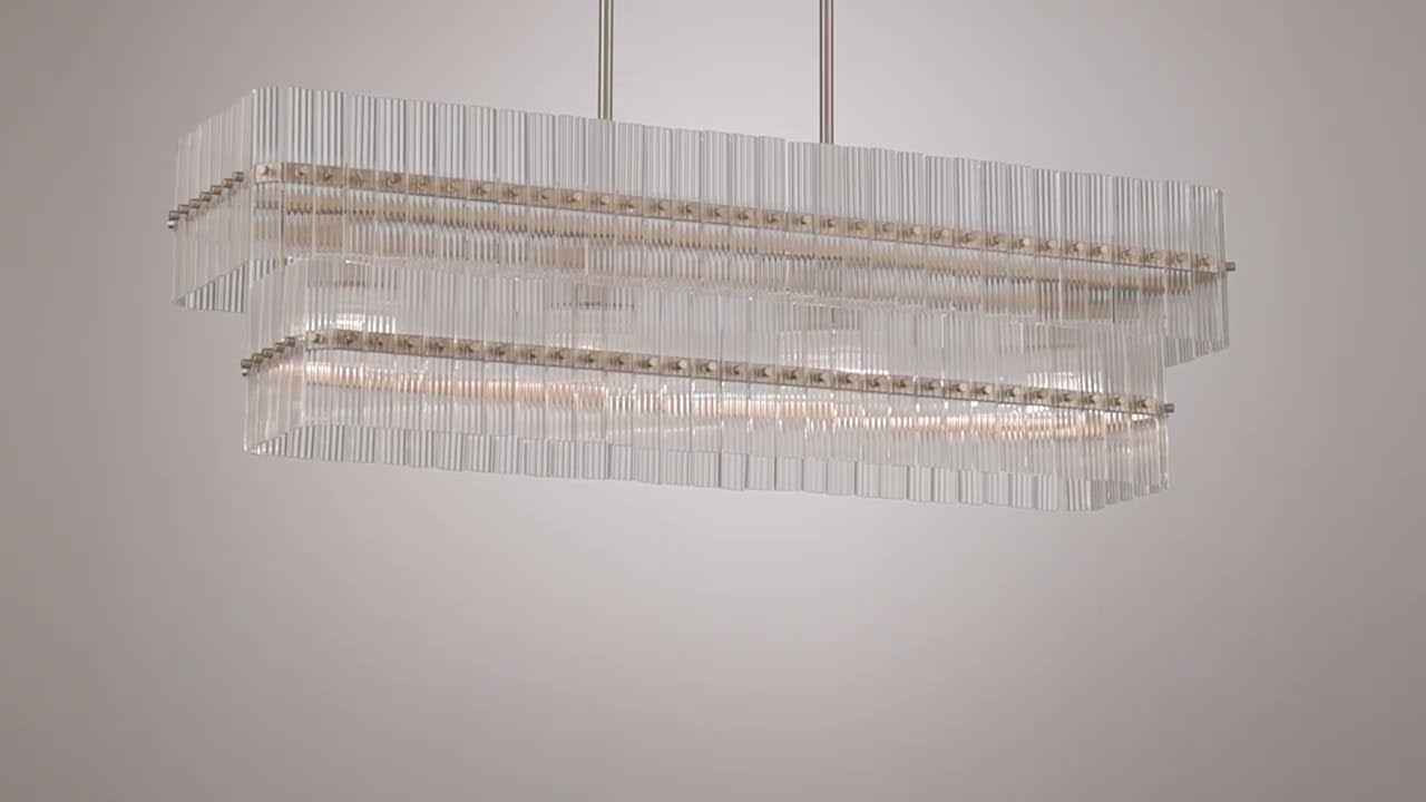Video 1 Watch A Video About the Possini Euro Emerson Matte Brass 4 Light Linear Island Pendant