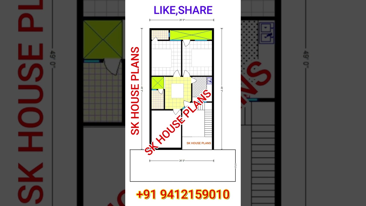 Ghar Ka Naksha 26 X 49 House Plan { Serial Number 1611 } #shorts