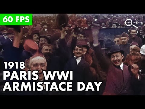 1918 Armistice Day Celebrations in Paris, Remastered at 60 fps