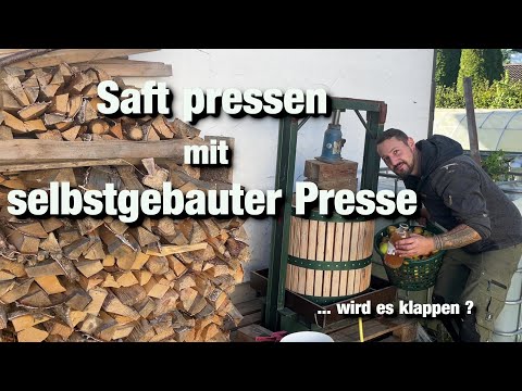 Direktsaft aus Birnen, Äpfel und Trauben pressen. selbstgebaute Saftpresse, Obstpresse