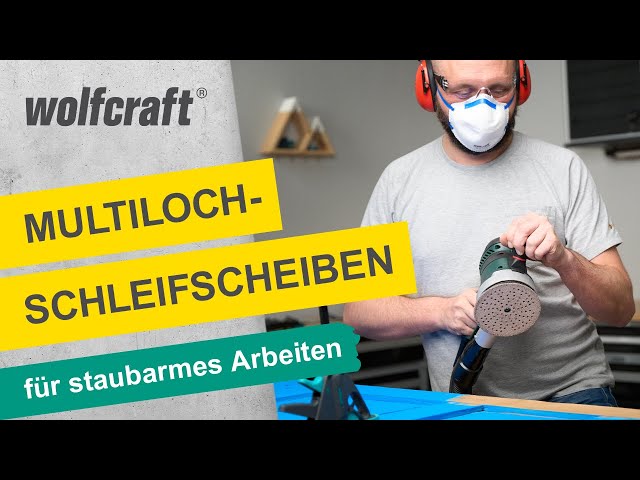 Video Teaser für Multiloch-Schleifscheiben: Universelles Schleifpapier für staubarmes Arbeiten | wolfcraft