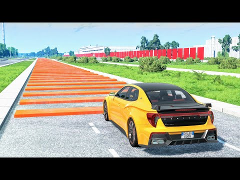 Cars vs 100 Square Speed Bumps #1 – BeamNG Drive | CrashBoomPunk
