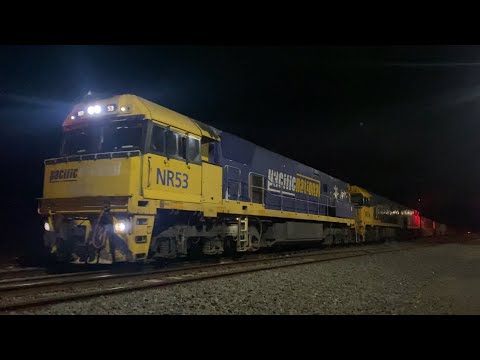7MP5 Pacific National container train with NR53 NR93 NR95 slowly departing Gheringhap loop 3/5/2025
